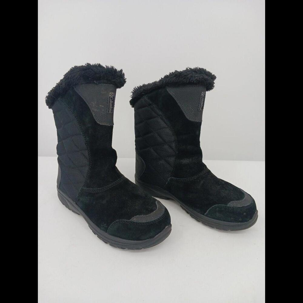 Columbia Women’s Snow Boots Size 7.5 Black Suede Faux Fur Mid-Calf Waterproof